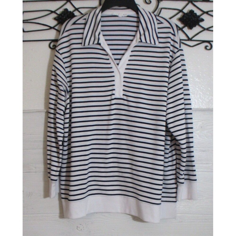 Jane & Delancey Women's Knit Top Size 1X Long Sleeve Black Striped